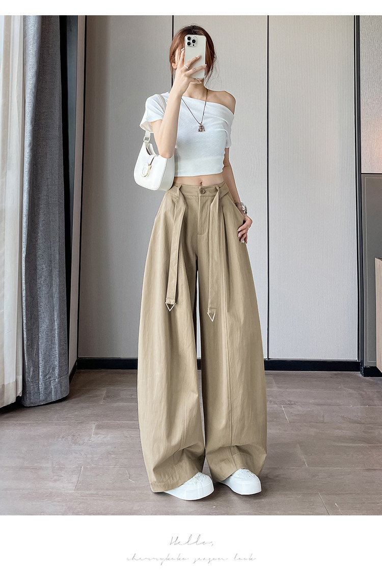 Quần culottes nữ ống rộng cạp cao chất liệu lụa mỏng mùa hè — Trắng thường xuyên chi tiết 23