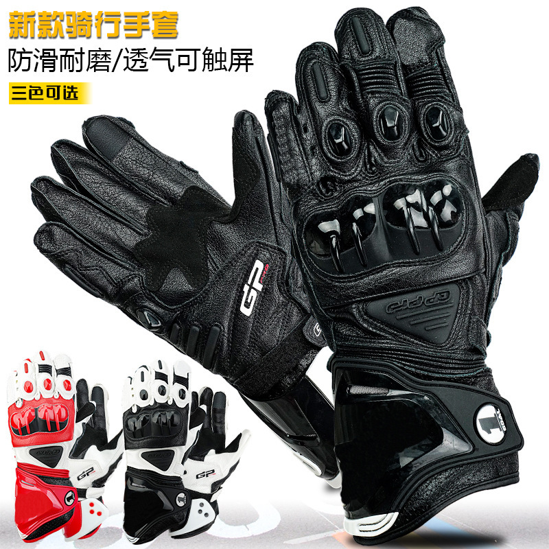 Guantes de ciclismo de motocicleta Guantes de cuero resistentes a las caídas y al desgaste Guantes largos de pista de motocicleta Pantalla táctil