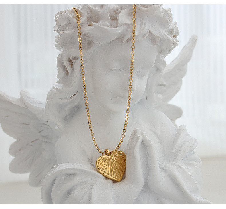 Fashion Heart Shape Titanium Steel Necklace Plating Stainless Steel Necklaces