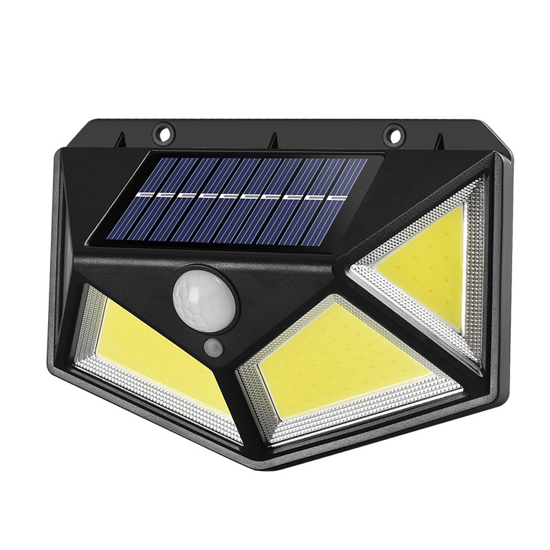 Lámpara solar al aire libre patio inducción lámpara de calle cuatro lados 100led iluminación recargable Cuerpo Humano inducción lámpara de pared