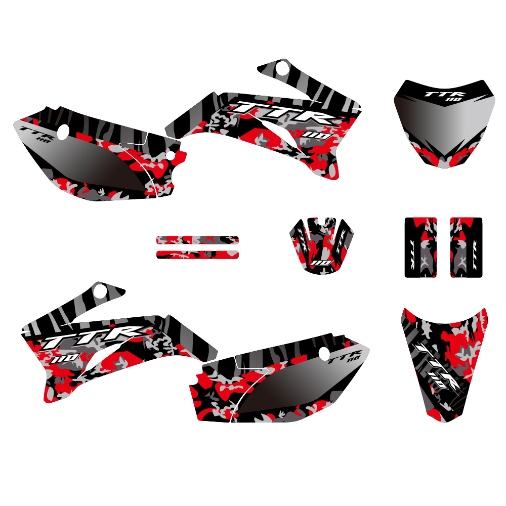 Aplicable a Yamaha TTR110 2008 - 21 Apariencia de motocicleta todoterreno de fondo gráfico decoración de pegatinas de fondo conjunto completo
