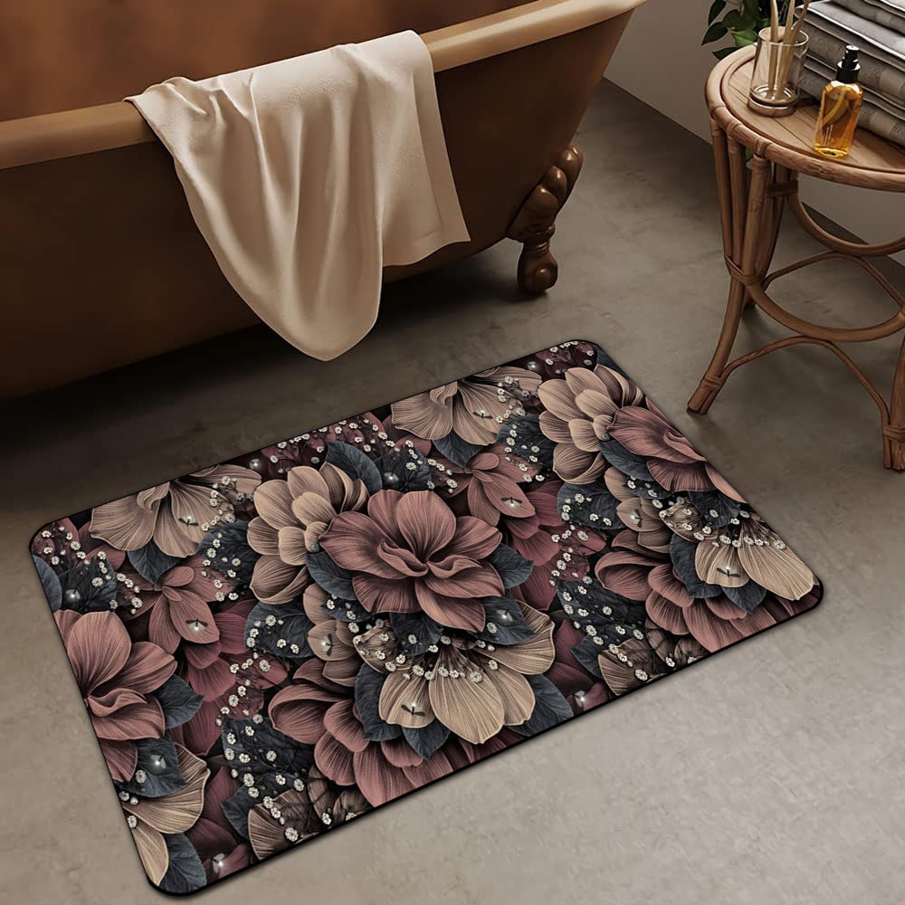 Alfombrilla de barro de diatomeas de flores tridimensionales de lujo ligero transfronterizo, alfombrilla de baño, alfombrilla de pie absorbente y antideslizante para el hogar, alfombrilla de entrada