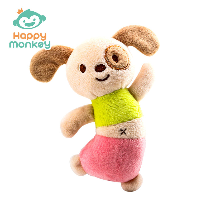 Muñeco de peluche Happymonkey con sonajero para bebés de 0 a 1 año, juguete relajante con palo BB