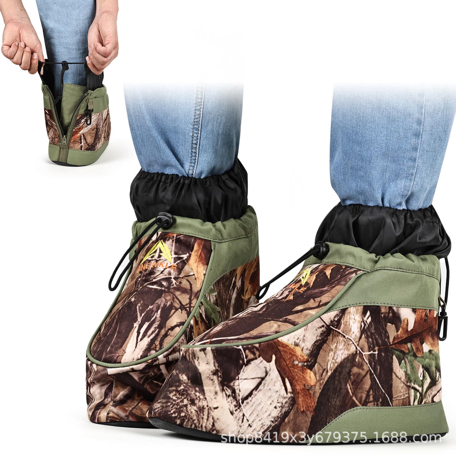 跨境户外狩猎仿蛇鞋套登山徒步迷彩鞋套可调节野营防伪装狩猎鞋套
