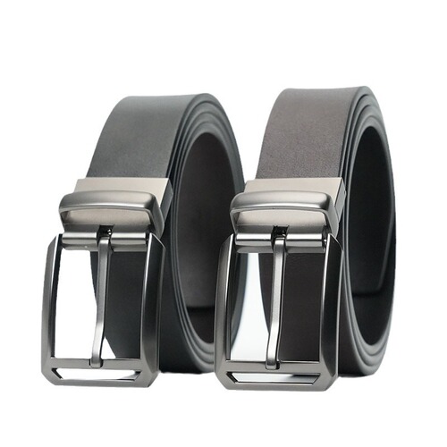 Men's genuine leather unlaminated belt wear-resistant cross-border tail clip pin buckle rotating pin buckle reversible belt for men