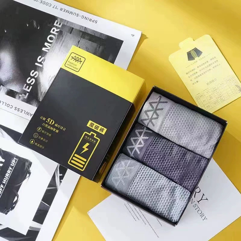 3 упаковки волшебное магнитное шоу 5D влагоотводящие Дышащие Боксеры-футляры мужские Бесшовные Боксеры со средней талией в штучной упаковке