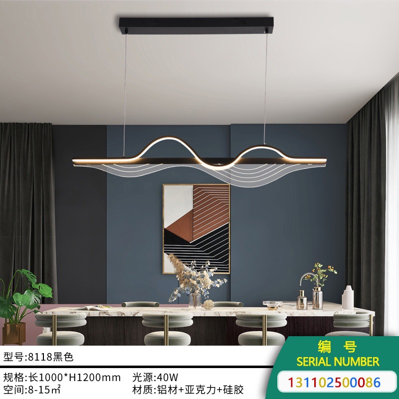 2024 lámpara de aluminio del restaurante barra larga moderna simple lujosa mesa de comedor isla lámpara de escritorio de la recepción de bar una lámpara