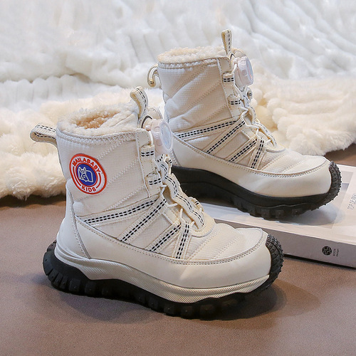 Children's snow boots in winter warm and fleece cotton boots for boys and girls, comfortable soft-sole, non-slip and wear-resistant cotton shoes