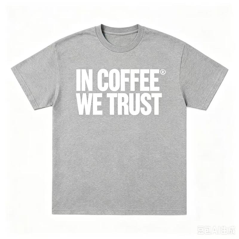 Foreign Trade Cross-Border International Platform Coffee-Themed English Print T-Shirt, Short-Sleeve Pure Cotton T-Shirt, Unisex Style, Shangrao Lead