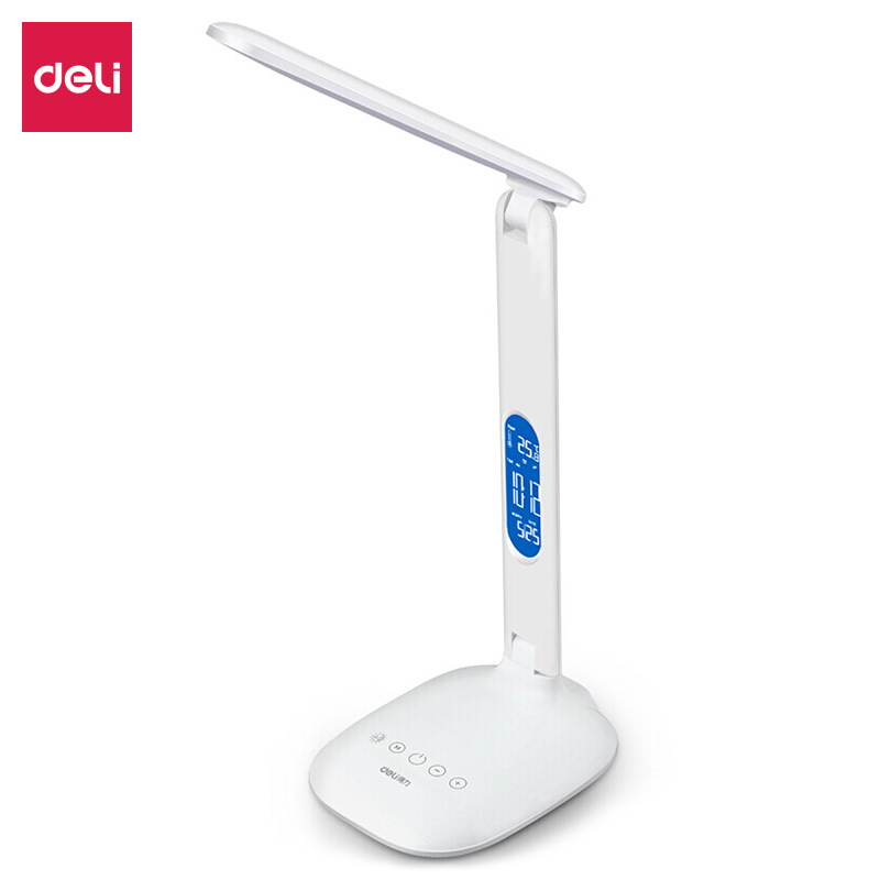 Deli (Deli) 4325 lamp alarm clock LED, charging 5 -level lighting bed head lamp Touch eye protection