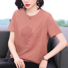 时尚短袖t恤女宽松减龄时尚小衫夏装新款中老年妈妈休闲半袖上衣