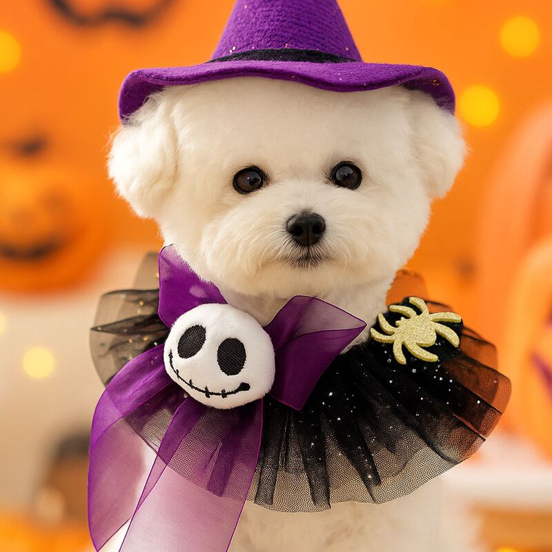 ペット、犬、猫、小型犬、子犬、ファッショナブル、ロマンチック、かわいいアクセサリー、ハロウィンガーゼスカーフ|undefined