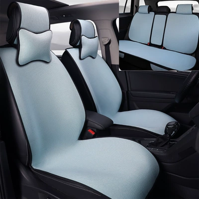 Four Seasons Pad – cushions, suitable for all seasons, made of breathable - sky-blue-comfort-edition-with-2-neck-pillows-rear-seat-integrated-universal