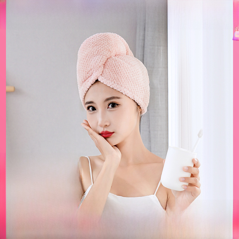 Thickened Ultra-absorbent Coral Fleece Pineapple Pattern Quick-dry Women's Turban Double-layer Shower Cap Cross-border Wholesale Customization