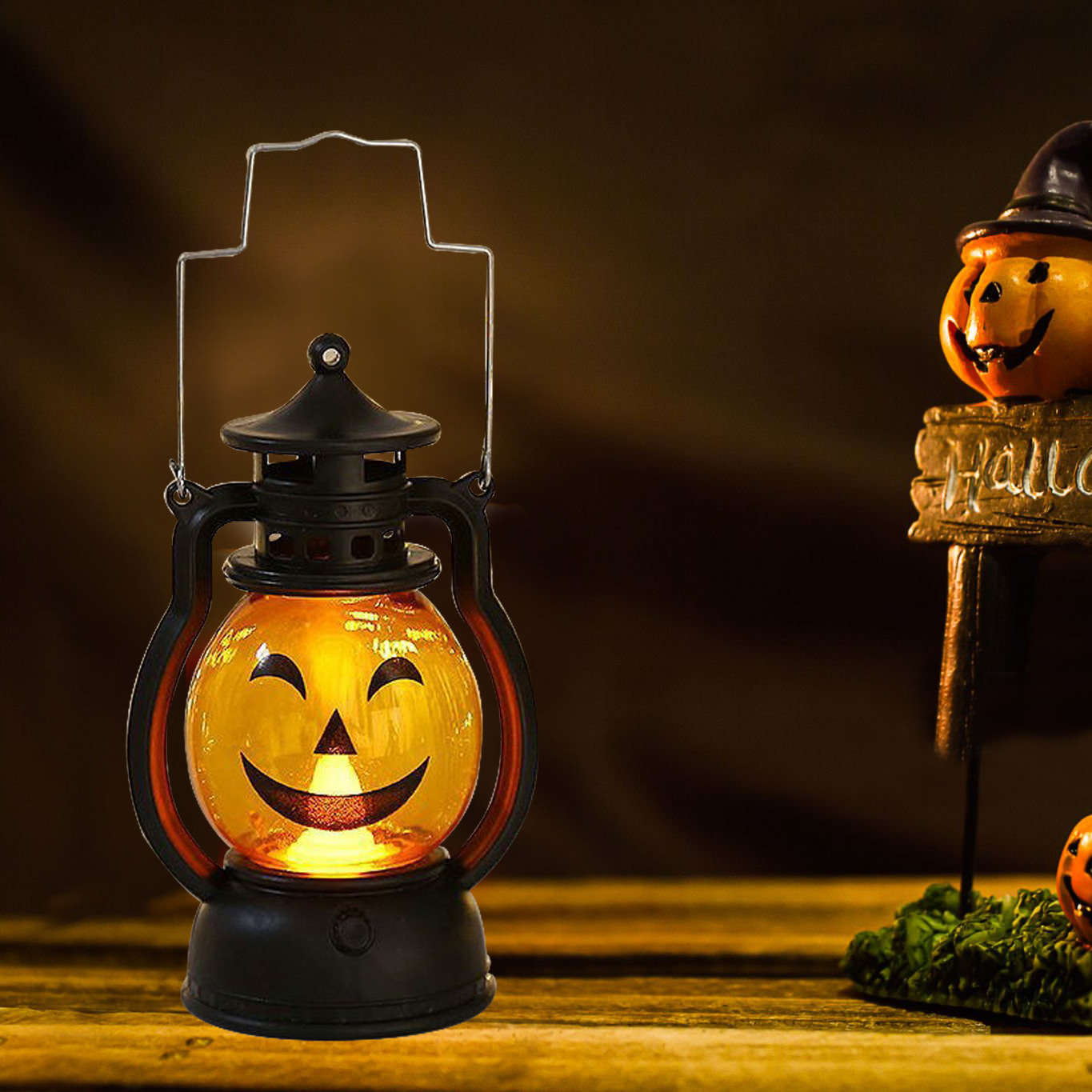 Lámpara de aceite de Halloween portátil lámpara de calabaza decorativa lámpara de caballo bar atmósfera de fiesta props portátil lámpara de aceite retro