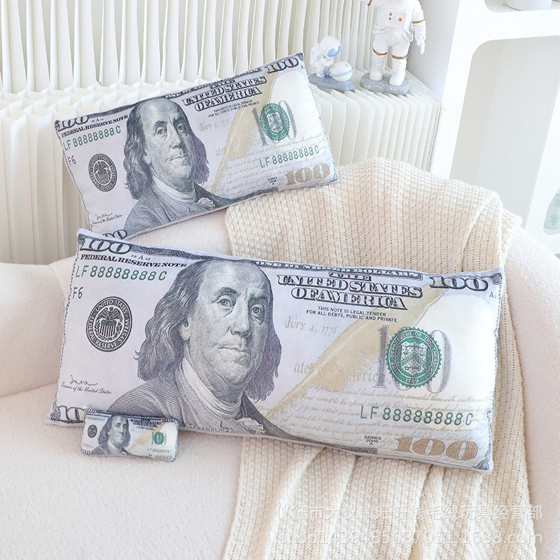 Coin Banknote Pillow Thousand Yuan 100 Yuan Us Dollar Usdollar Sofa Cushion Pillow Towel Bath Towel Wholesale