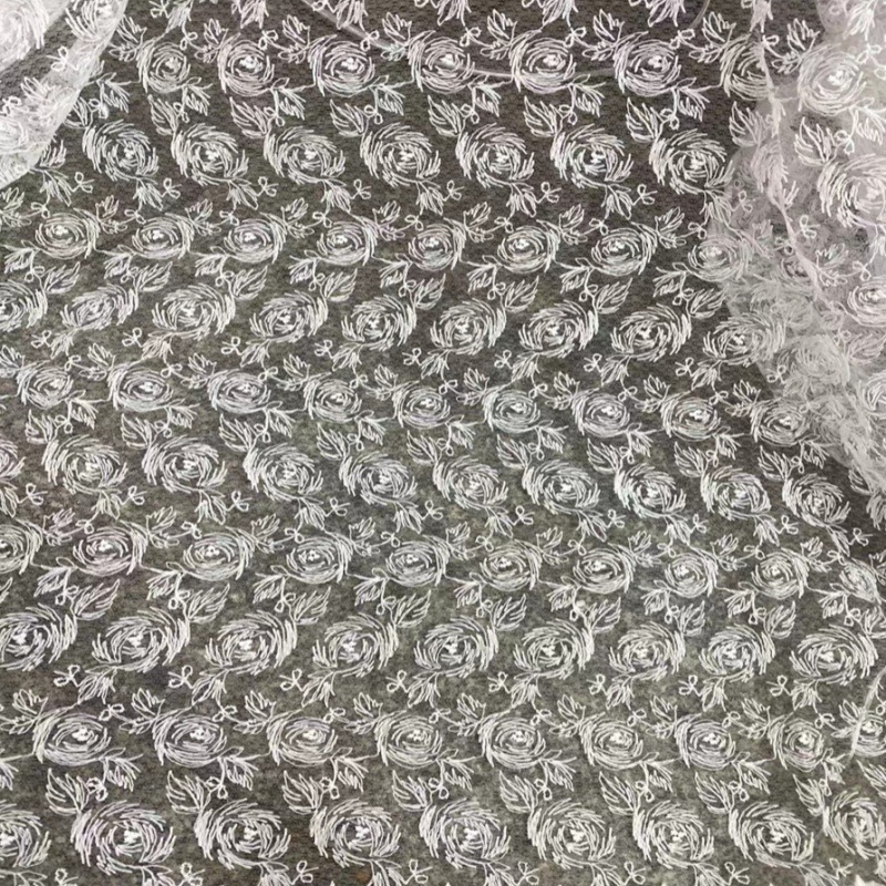 新款网布料白色花边牛奶丝水溶绣花网纱蕾丝刺绣女装包包桌布面料