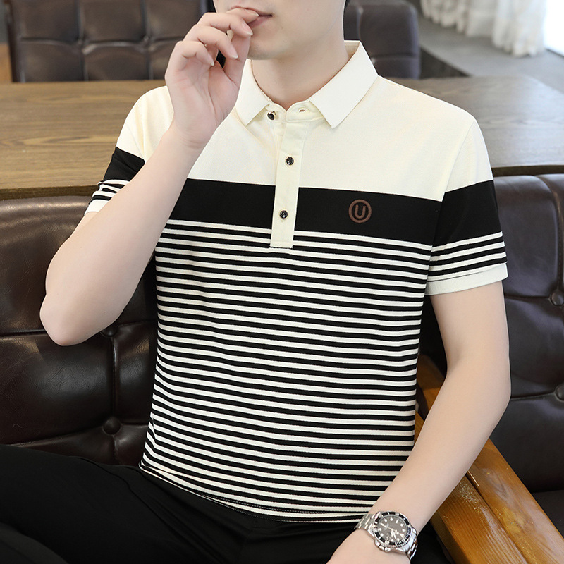 Taobaoke-5081-P38-2024 Camisa POLO a rayas de alta calidad de verano Camiseta de manga corta para jóvenes-Verano 21