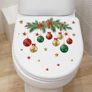 Cross-Border Foreign Trade Christmas Leaf Hanging Ball Toilet Stickers Wall Stickers Toilet Seat Tank Decoration Stickers