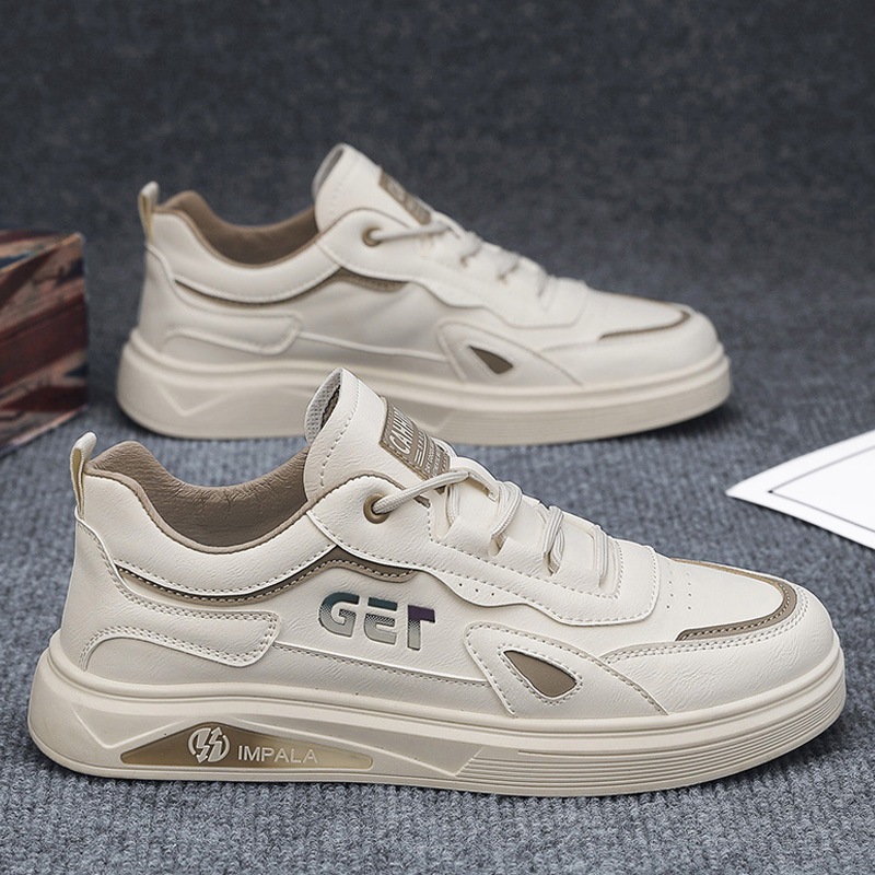 Zapatos de skate para hombres primavera 2025 nuevos zapatos de cuero para hombres zapatos blancos para estudiantes jóvenes zapatos de moda casuales para hombres