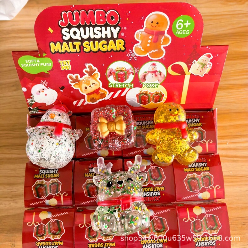 New cross-border Christmas deer squishy toy with transparent sequins, hand-squeezable maltose stress-relief slow-rebound toy New cross-border Christmas deer squishy toy with transparent sequins, hand-squeezable maltose stress-relief slow-rebound toy