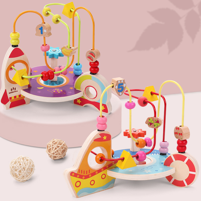 Kechao Children's Beads Toy Baby Beads 2 Educación temprana Montessori 6 Rompecabezas para bebés 0 Bloques de construcción 1 a 3 años 9 meses