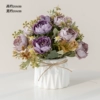 Purple Peony Chrysanthemum Butterfly Ceramic White
