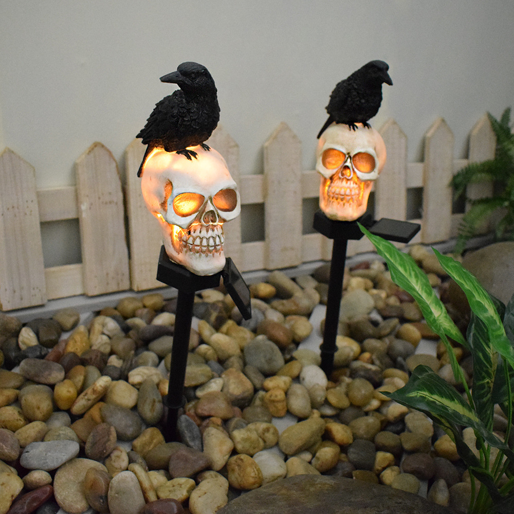 Amazon nueva luz solar Halloween Cuervo luz decorativa al aire libre impermeable jardín paisaje Luz