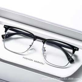 厂家直销GM时尚男士TR90眉毛架休闲防蓝光素颜平光眼镜框现货批发