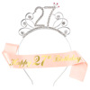 Cross -border new birthday set 13 11 10 15 21 30 40 50 60 head hoop etiquette belt printed shoulder strap