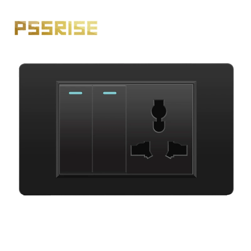Черная настенная панельная розетка с 118 тип switch, тайваньская розетка с 20W type-C, шесть отверстий
