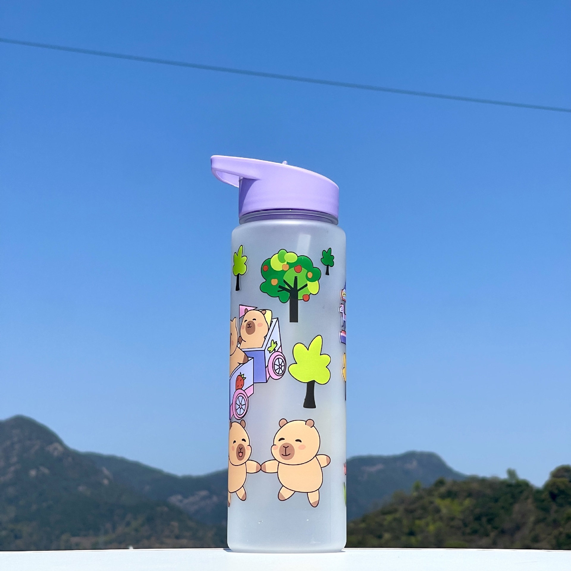 Taza de paja Kapi Barakatong con cierre Taza de mano Taza de plástico para deportes y fitness Taza de agua espacial para hombres y mujeres