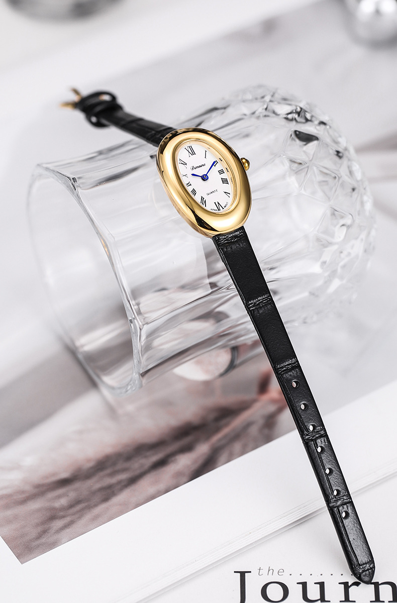 26g Weight Tempered Glass Mirror Material Genuine Leather Strap Material Watch Classification Pointer Display Type Buckle Buckle Style Oval Dial Shape Holiday, Daily Occasion Quartz Movement Solid Color Pattern All Seasons Season Women's Gender Vacation, Simple Style Style Vacation Simple Style Solid Color Buckle Quartz Watch Women's Watches 12