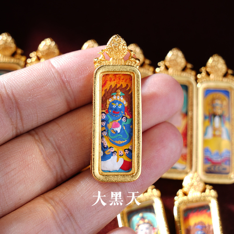 手绘擦擦小金条普贤菩萨属龙扎基拉姆大黑天西藏随身小唐卡绿度母|undefined