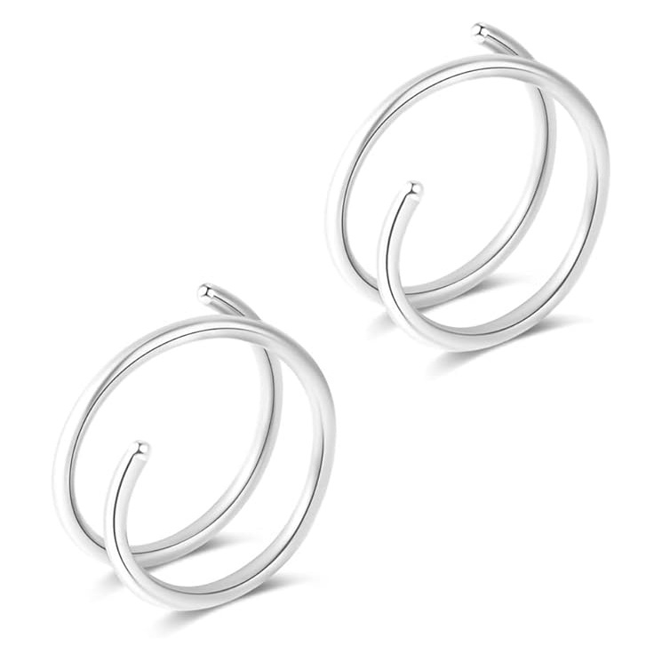 Stainless Steel Spiral Nose Ring Double Layer Piercing Stud_voghion.com