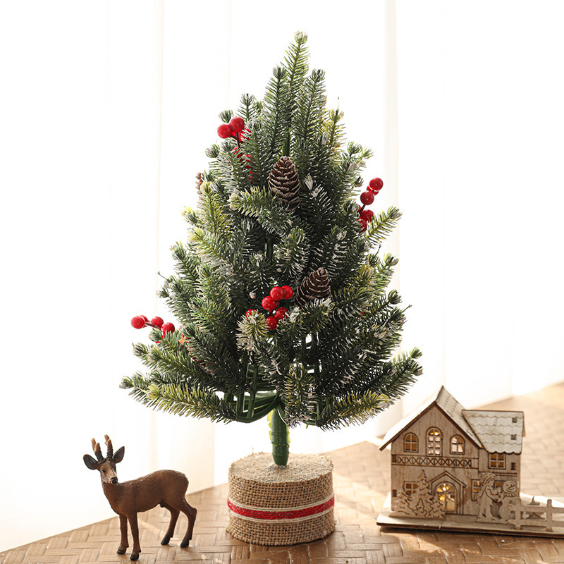 プラスチックシミュレーショングリーン雪ミニ赤い果実クリスマスツリーデスクトップ装飾品小さなクリスマスギフト|undefined