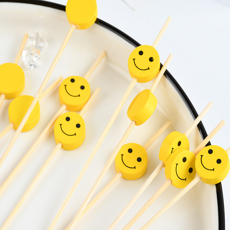 Mayorista spot desechable tablero de bambú restaurante supermercado prueba de tablero de bambú creativo tablero de fruta sonriente amarillo