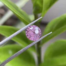 跨境专供 烟花切粉红钻圆形菊花切手饰戒面裸石圆形高碳钻 批发