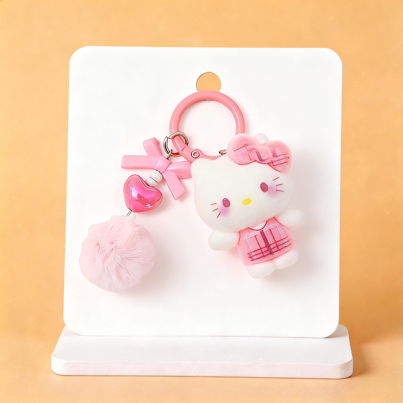 Cartoon Flocked 3D Hello Kitty Miu Series Dopamine Phone Chain Pendant DIY Bag Keychain Trendy Toy