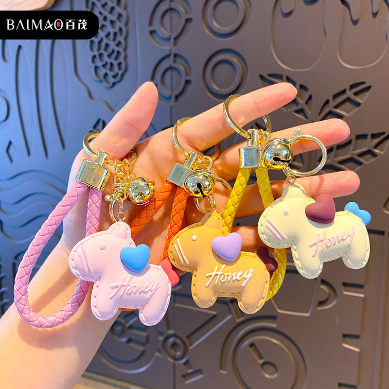 New Year Sweetheart Little Horse Keychain Cute Leather Resin Heart Horse Keychain Pendant Year of the Horse Mascot Gift