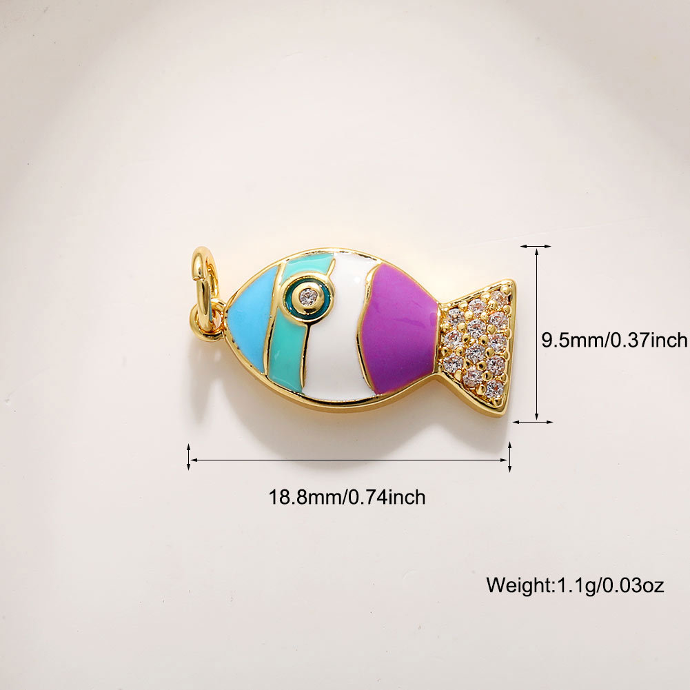 2g Weight Pendant Jewelry Making Type DIY Jewelry Accessories Classification 1 Piece Quantity Copper Material Starfish, Conch, Dolphin, Hippocampus, Fish Pattern All Seasons Season Enamel, Plating Design Cute, Marine Style Style 1 Piece Copper Starfish Conch Dolphin Pendant DIY Jewelry Accessories 21