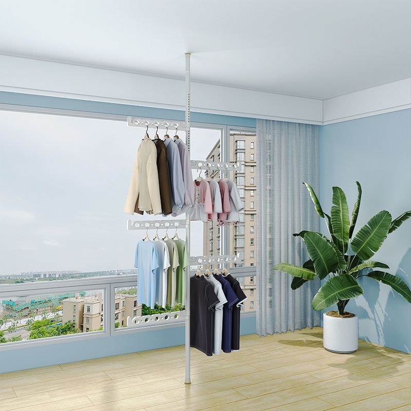 Floor-To-Ceiling Clothes Hanger Rod with Foldable Wings for Easy Installation Without Drilling, Suitable for Balcony, Home, and Dormitory Use
