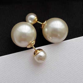 高版本 不过时 经典D家前后戴施华洛珍珠耳钉高级感法式百搭耳环