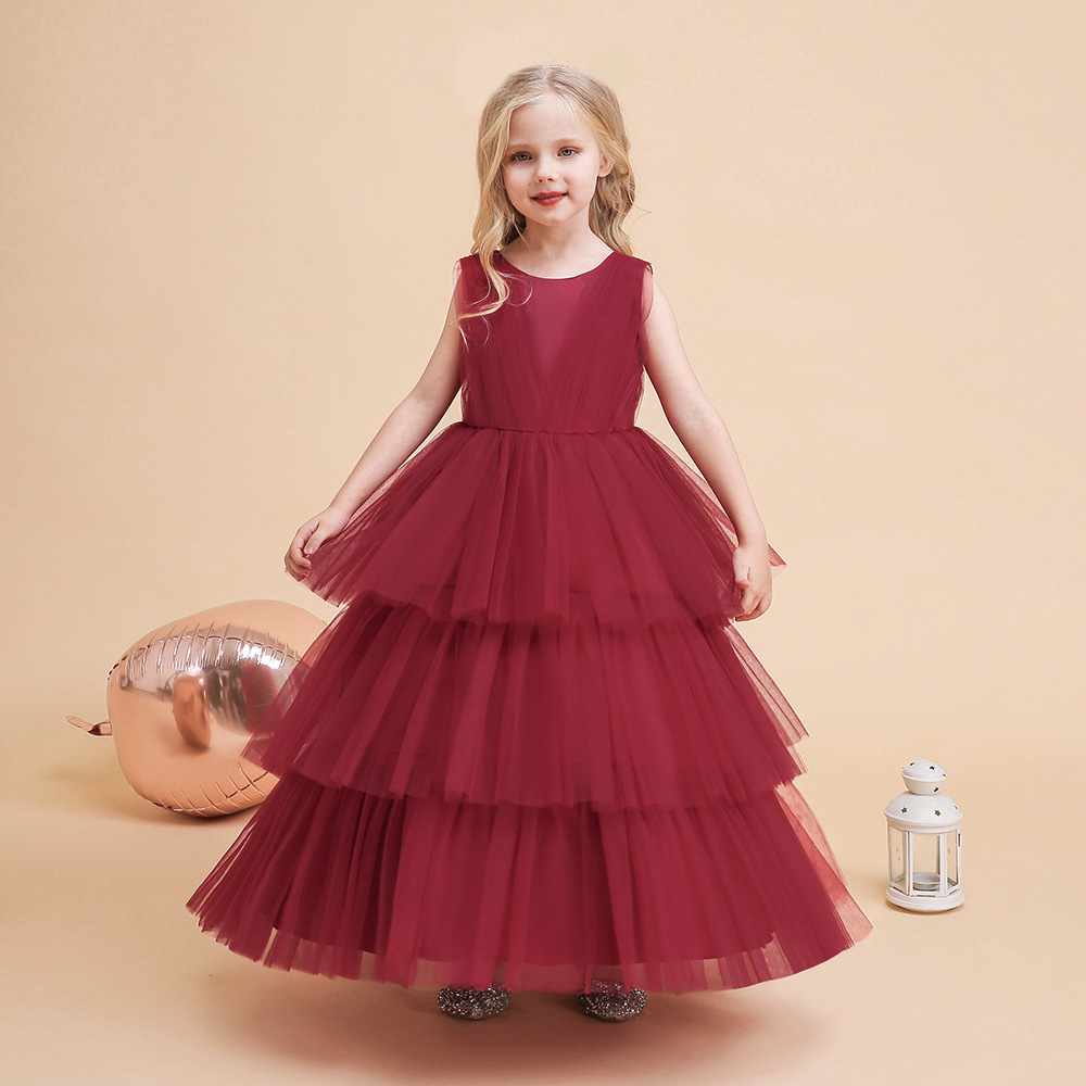 2024 Summer Amazon Mesh Long Dress Children's Formal Dress, European and American Wedding Dress, Formal Dress for Women, Banquet, Light Luxury