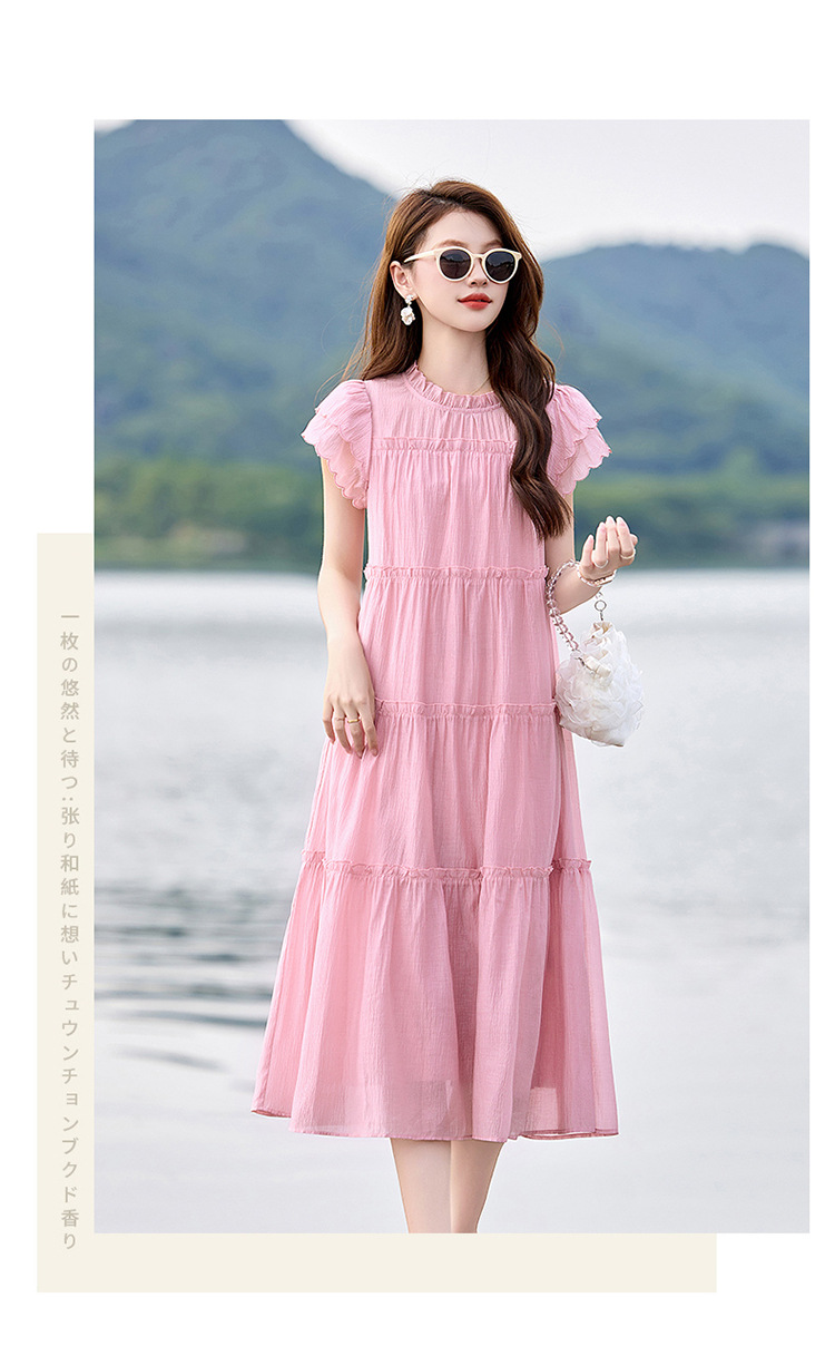 Váy liền suông midi che bụng thời trang hè 2025 dáng rộng khí chất LM6906 — Màu hồng, Màu trắng chi tiết 28