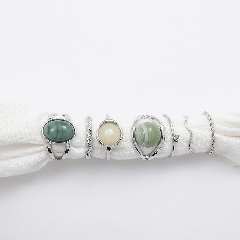 Alloy Material Geometric Pattern Retro Geometric Artificial Gemstones Alloy Wholesale Rings