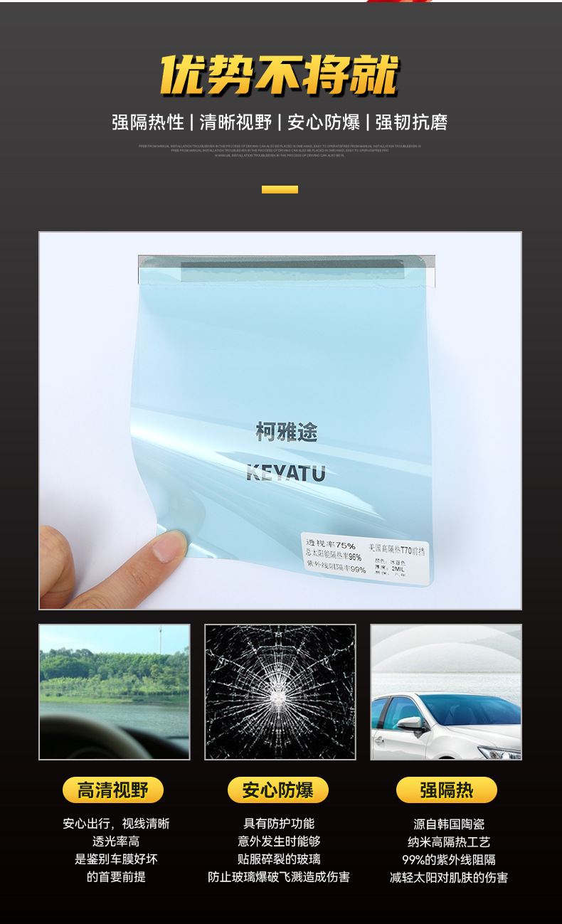 Car high insulation film glass film safety film explosion-proof film Skin Care film magnetic control Film solar film Full roll factory wholesale