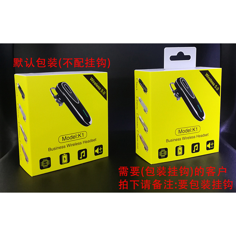 Modelo privado Qualcomm CSR chip de carga rápida ultra-larga espera K1 estéreo inalámbrico Bluetooth auriculares gancho para la oreja