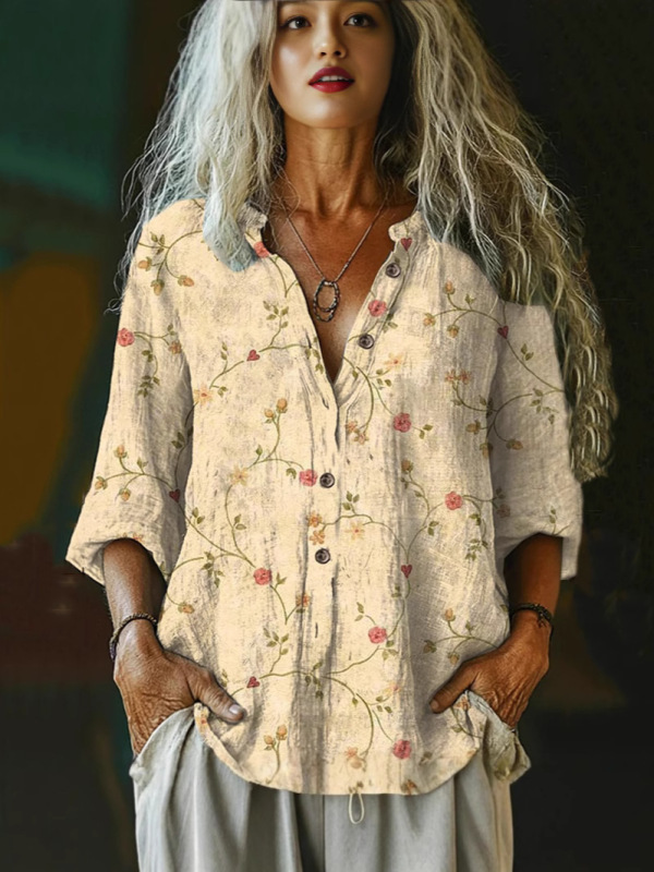 ヨーロッパとアメリカの女性の大きいサイズ夏の女性のカジュアル花柄シャツ女性服リトルデイジーシャツ 3D プリントシャツ|undefined