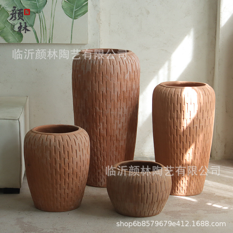Arte de cerámica roja maceta de cerámica gruesa estilo americano retrógrado cerámica roja estilo europeo jardín paisaje plantación combinación de maceta transpirable